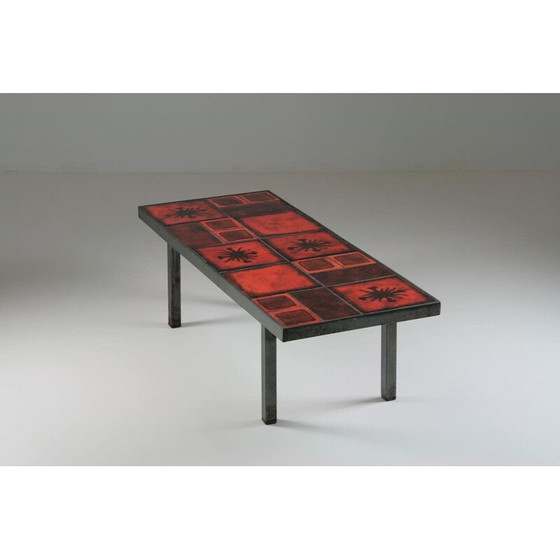 Image 1 of Vintage Couchtisch aus Keramik und Metall, Frankreich 1950