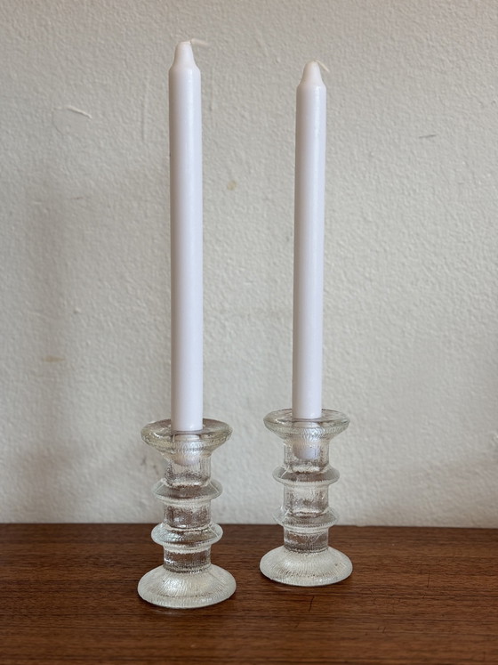 Image 1 of Vintage Eisglas Kerzenleuchter Pukeberg Schweden
