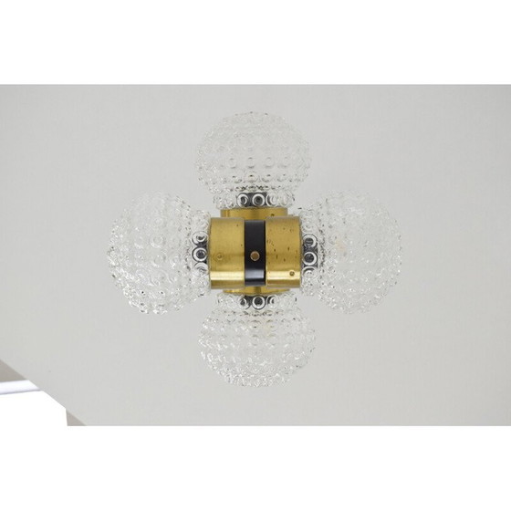 Image 1 of Vintage-Kronleuchter aus Glas, Metall und Messing von Napako, Tschechoslowakei 1960