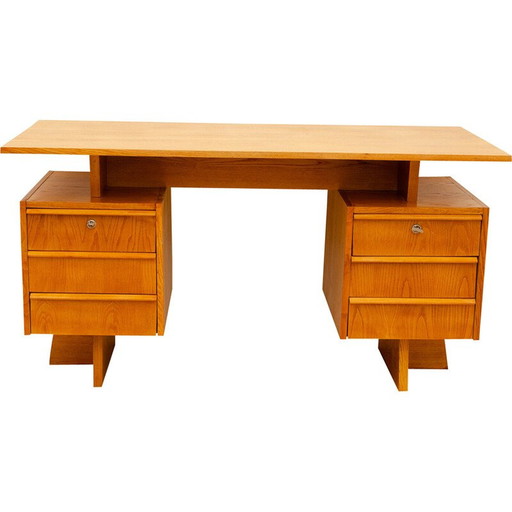 Vintage Schreibtisch aus Buchenholz und Sperrholz, Tschechoslowakei 1970
