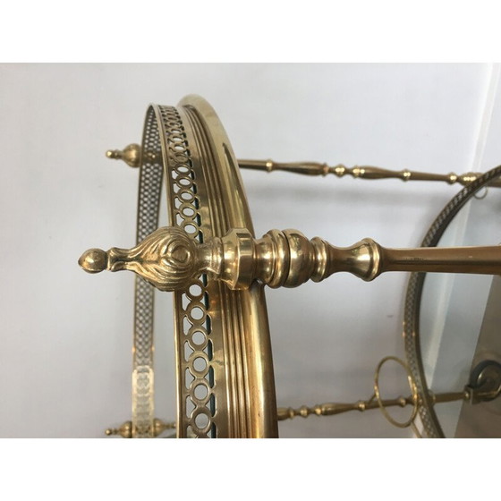 Image 1 of Vintage Tisch aus Messing und Glas auf Rädern, 1940