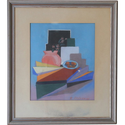 Vintage-Gemälde von Edström, 1951