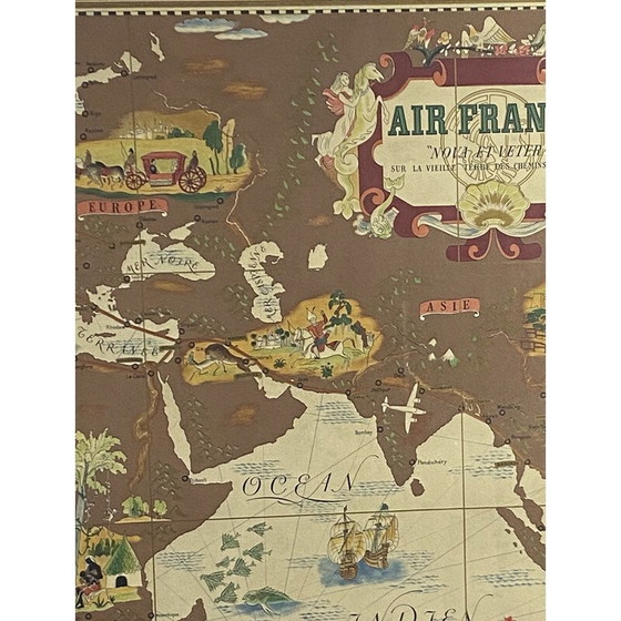 Image 1 of Vintage Air France "Nova et Vetera" Poster Karte von Lucien Boucher, Frankreich 1939