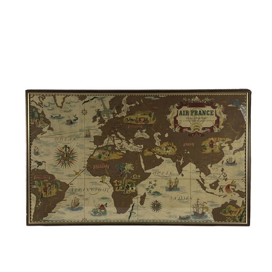 Image 1 of Vintage Air France "Nova et Vetera" Poster Karte von Lucien Boucher, Frankreich 1939