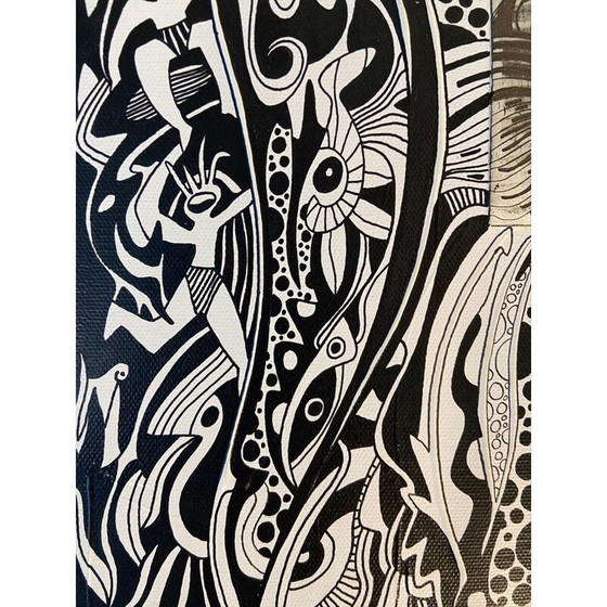 Image 1 of Acryl auf alter Leinwand "Die Maske" von Alain Carpentier