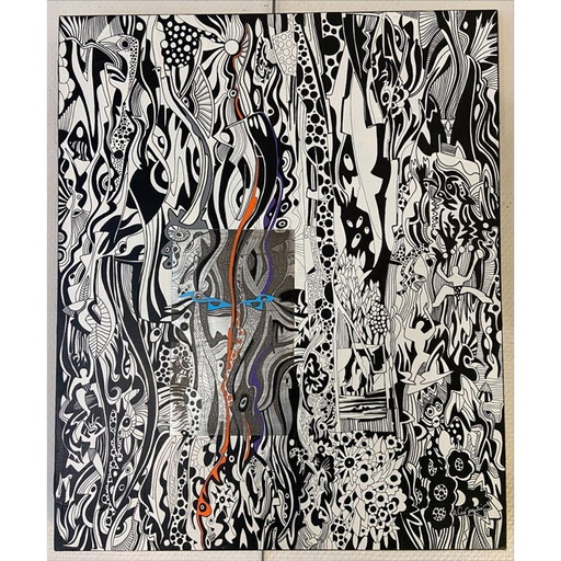 Acryl auf alter Leinwand "Die Maske" von Alain Carpentier