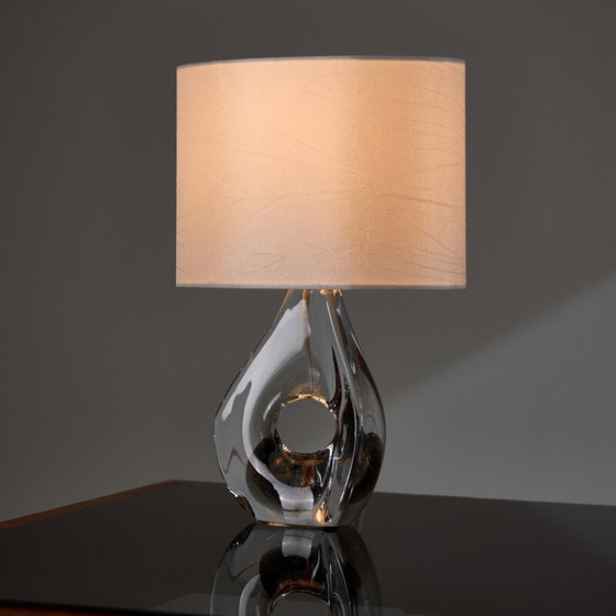 Image 1 of Vintage Tischlampe aus Kristall und Seide für Daum, Frankreich 1950