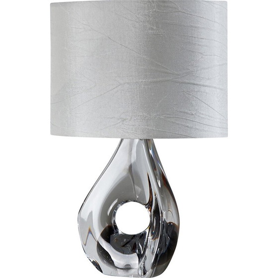 Image 1 of Vintage Tischlampe aus Kristall und Seide für Daum, Frankreich 1950