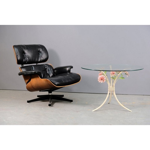 Vintage Beistelltisch aus weißem Metall mit Blumen, Deutschland 1970