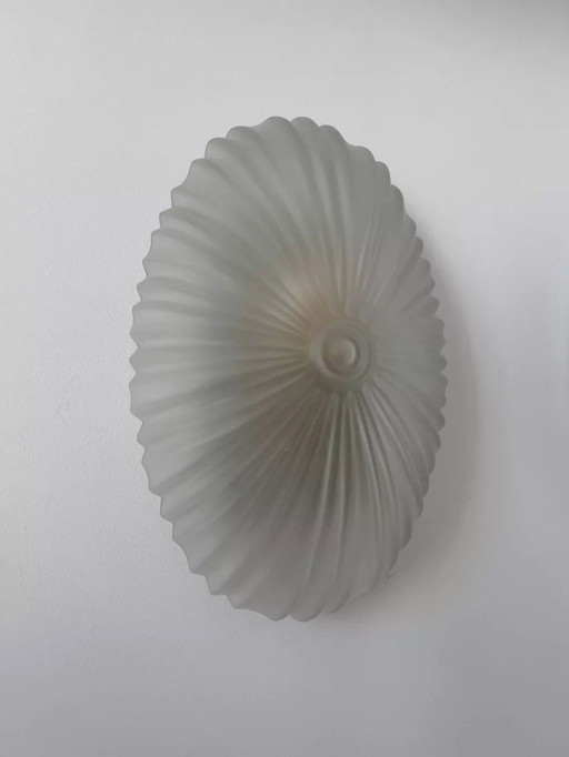 2X Vintage Wandleuchten aus Sablé-Glas, Frankreich 1970
