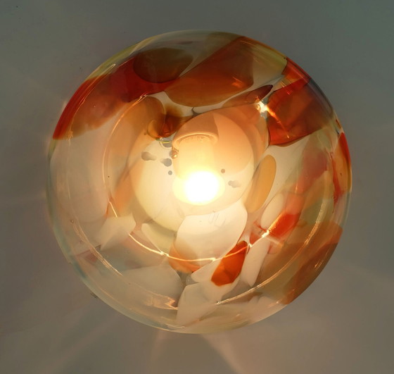 Image 1 of DECKENLAMPE Unterputz oder Wandlampe buntes Glas 1960er 70er Jahre