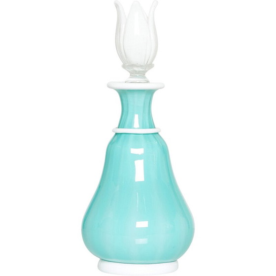 Image 1 of Vintage-Flasche aus türkisfarbenem Opalglas Murano von Barovier und Toso, 1950