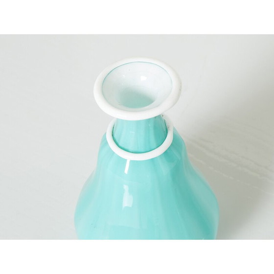 Image 1 of Vintage-Flasche aus türkisfarbenem Opalglas Murano von Barovier und Toso, 1950