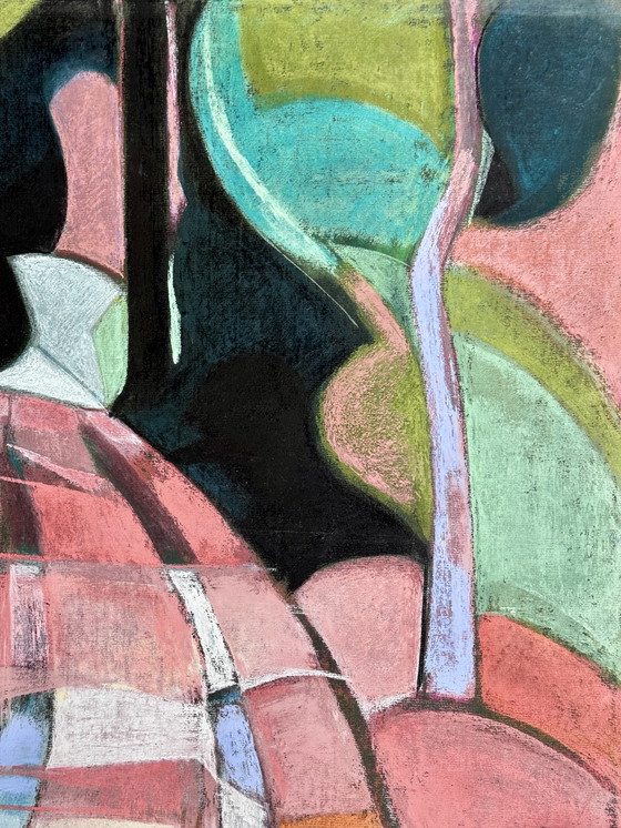 Image 1 of Odette Collon 1926-2012 Wunderschönes Abstraktes Pastell "L'Allée Ii" Renomierte Belgische Künstlerin