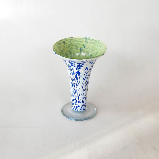 Image 1 of Vase Kelchmodell mit blauen Punkten 1989