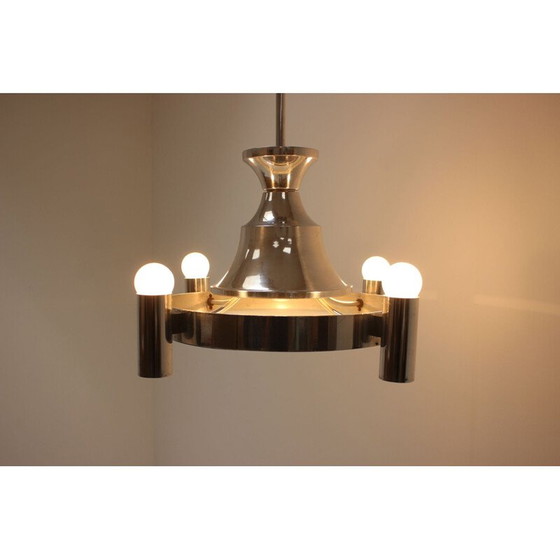 Image 1 of Vintage-Kronleuchter aus Metall und Glas, Tschechoslowakei 1940