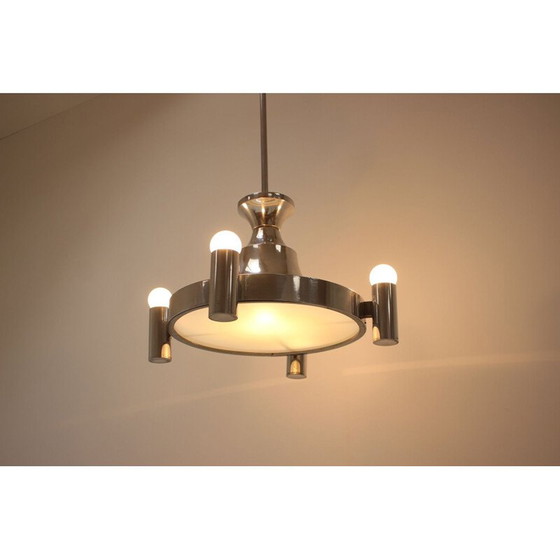 Image 1 of Vintage-Kronleuchter aus Metall und Glas, Tschechoslowakei 1940