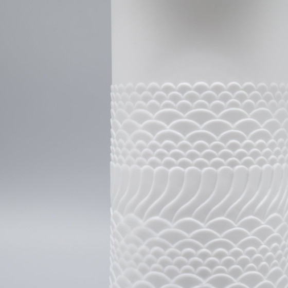 Image 1 of Seltene Manfred Frey Ak Kaiser Biskuit Porzellan Natur Relief Op Art Vase Duo Mcm