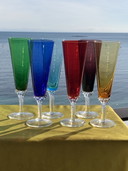  6X Murano mundgeblasene farbige Champagnerflöten