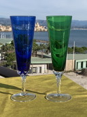  6X Murano mundgeblasene farbige Champagnerflöten
