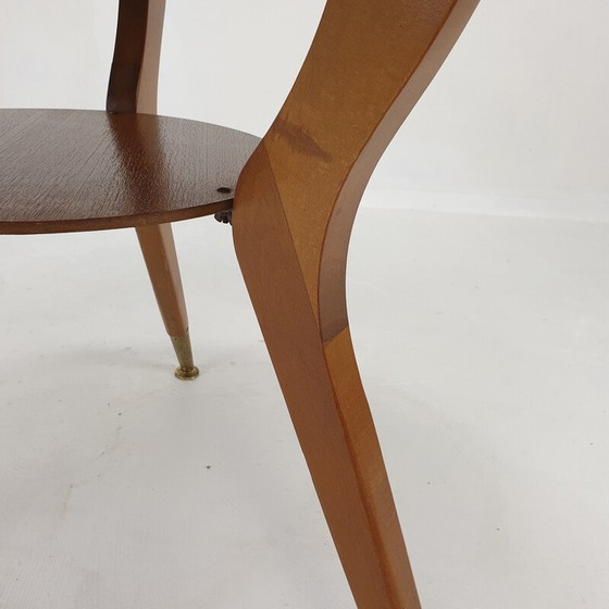 Image 1 of Italienischer Vintage-Beistelltisch aus Holz mit Messingfüßen, 1960er Jahre