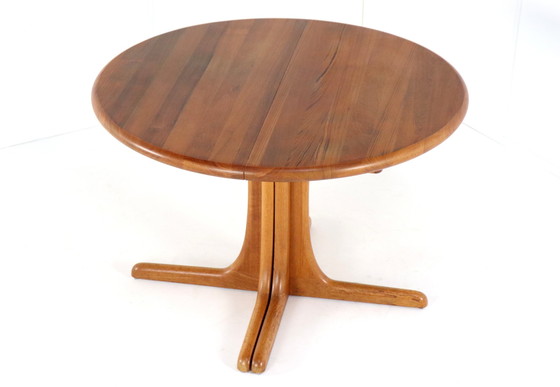 Image 1 of Dänischer Massiv Teakholz Rund 1X Ausziehbarer Esstisch 'Kalundborg' Vintage