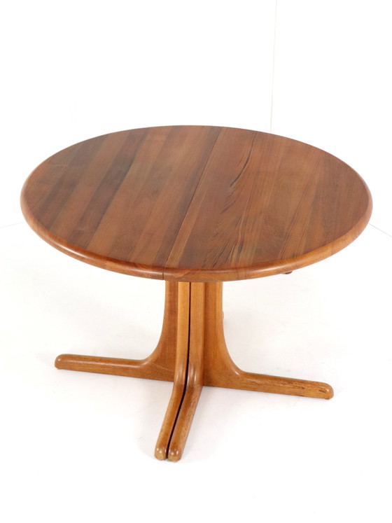 Image 1 of Dänischer Massiv Teakholz Rund 1X Ausziehbarer Esstisch 'Kalundborg' Vintage