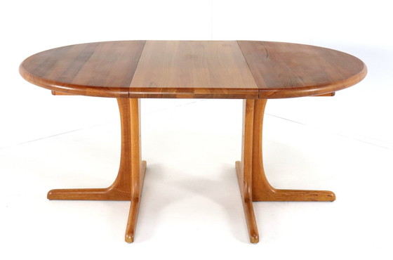 Image 1 of Dänischer Massiv Teakholz Rund 1X Ausziehbarer Esstisch 'Kalundborg' Vintage