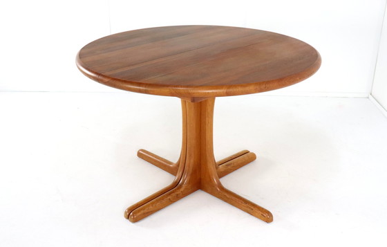 Image 1 of Dänischer Massiv Teakholz Rund 1X Ausziehbarer Esstisch 'Kalundborg' Vintage
