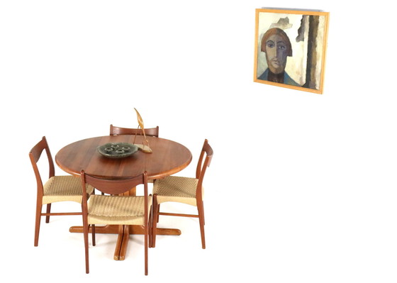 Image 1 of Dänischer Massiv Teakholz Rund 1X Ausziehbarer Esstisch 'Kalundborg' Vintage