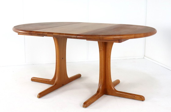 Image 1 of Dänischer Massiv Teakholz Rund 1X Ausziehbarer Esstisch 'Kalundborg' Vintage