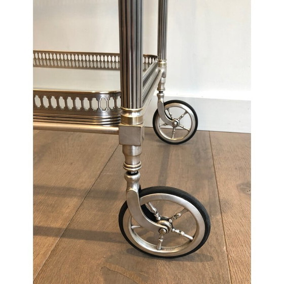 Image 1 of Rolltisch aus versilbertem Messing von Maison Jansen, 1940er Jahre