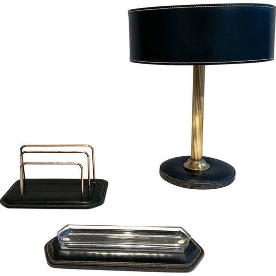 Image 1 of Vintage Keller gesteppt Leder Büro-Kit, Frankreich 1950