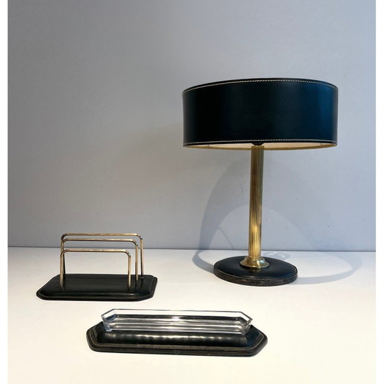 Image 1 of Vintage Keller gesteppt Leder Büro-Kit, Frankreich 1950