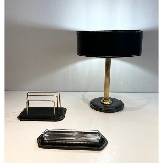 Image 1 of Vintage Keller gesteppt Leder Büro-Kit, Frankreich 1950