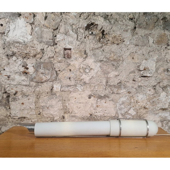 Image 1 of Vintage-Stiftlampe aus vernickeltem Stahl und weißem Opalglas für Diw