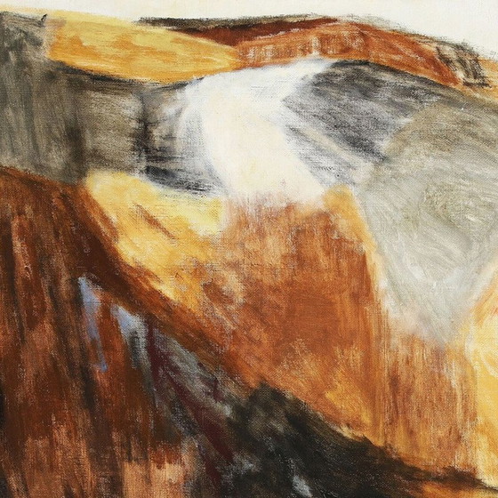 Image 1 of Öl auf Leinwand vintage "Berge in Gelb" von Preben Siiger, Dänemark 1995