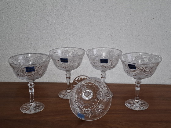 Image 1 of Handgefertigte 5 Kristall Champagner Gläser Coupe Gläser