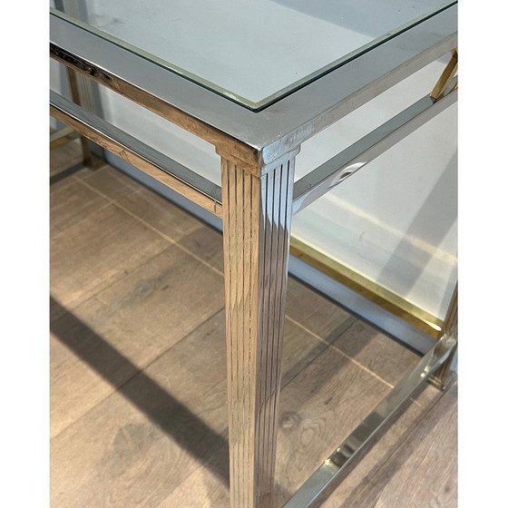 Image 1 of Vintage-Schreibtisch aus Chrom und Messing, 1970