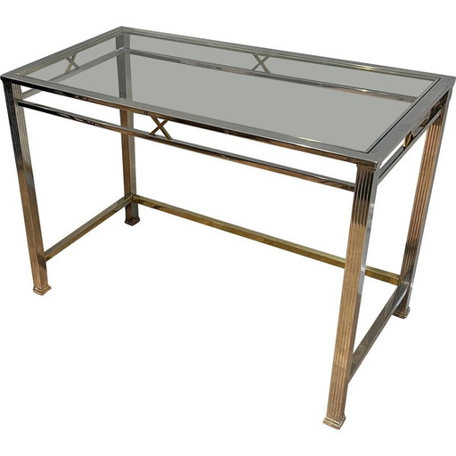 Vintage-Schreibtisch aus Chrom und Messing, 1970
