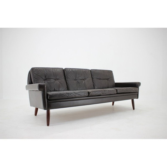 Image 1 of Vintage 3-Sitzer Sofa in dunkelbraunem Leder, Dänemark 1970er