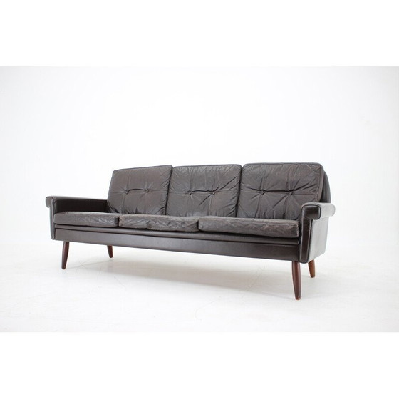 Image 1 of Vintage 3-Sitzer Sofa in dunkelbraunem Leder, Dänemark 1970er