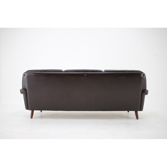 Image 1 of Vintage 3-Sitzer Sofa in dunkelbraunem Leder, Dänemark 1970er