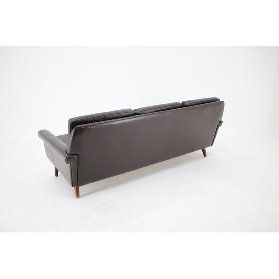Image 1 of Vintage 3-Sitzer Sofa in dunkelbraunem Leder, Dänemark 1970er