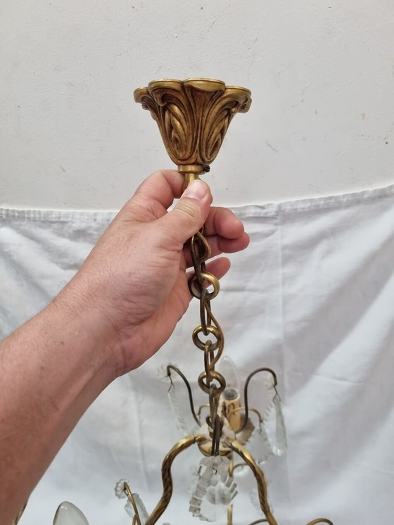 Image 1 of Bronze Kronleuchter Mit Kristallampeln Barock