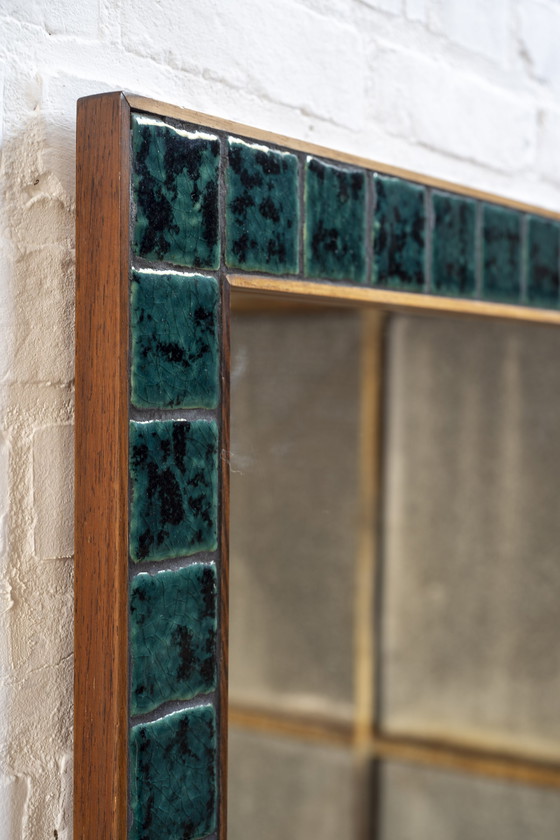 Image 1 of Spiegel aus Palisander und Keramik, Dänemark aus den 1950er Jahren