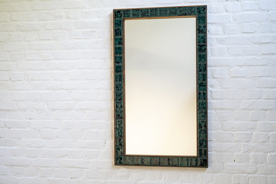 Image 1 of Spiegel aus Palisander und Keramik, Dänemark aus den 1950er Jahren