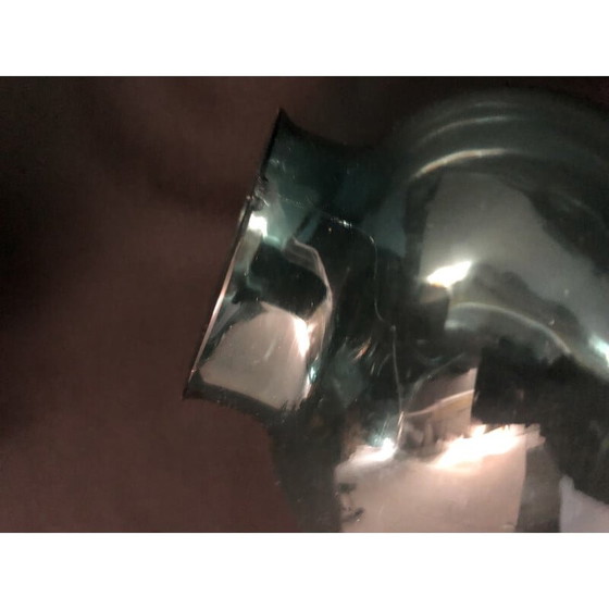 Image 1 of Paar italienische Wandlampen aus Messing mit blauen Glasschirmen, 1960