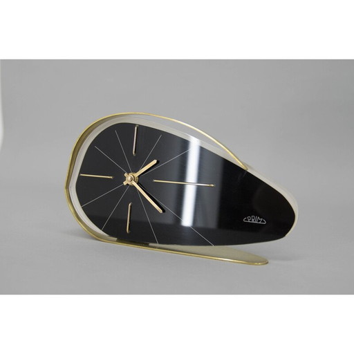 Alte Messing-Tischuhr von Chronotechna Sternberk, Tschechoslowakei 1960