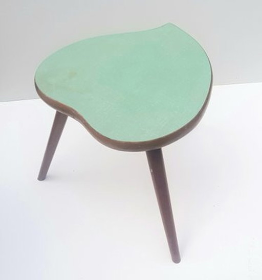 Organischer hölzerner Blumenständer mit grünem Deckel, 1950er Jahre